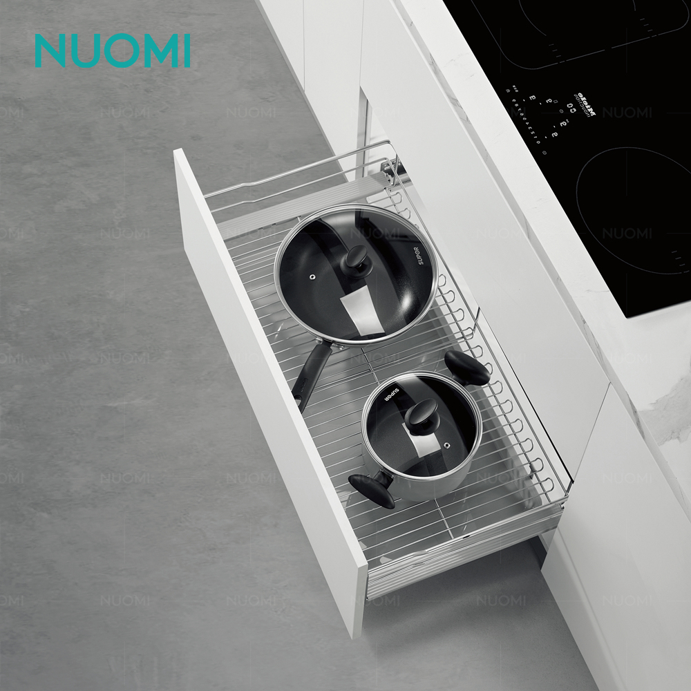 Посудосушитель Nuomi Geek 600 мм с  креп. к фасаду с пласт. поддоном,  направляющие с доводчиком, хром - фото 2